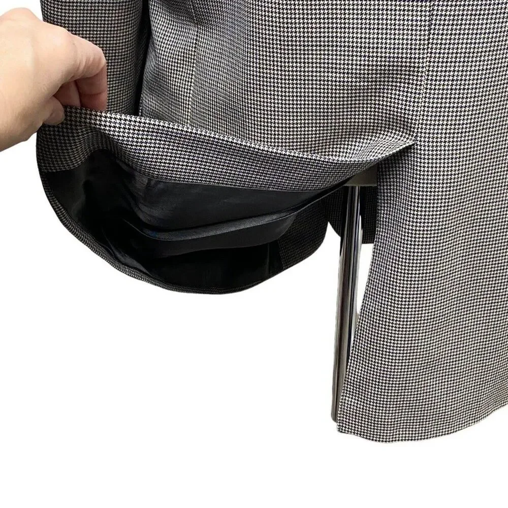 Stafford Blazer Mens 40R Gray Houndstooth Wool 2 Two Button Sport Coat